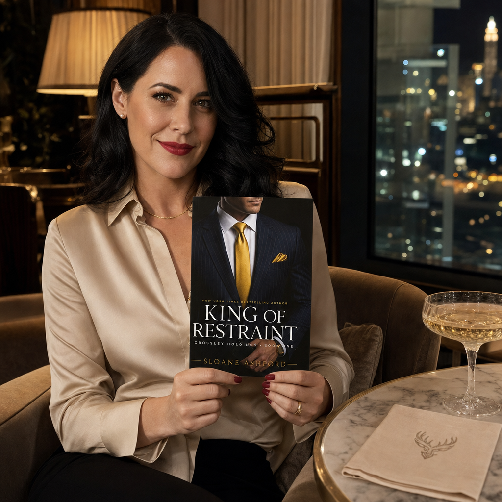 Reader holding King of Restraint by Sloane Ashford