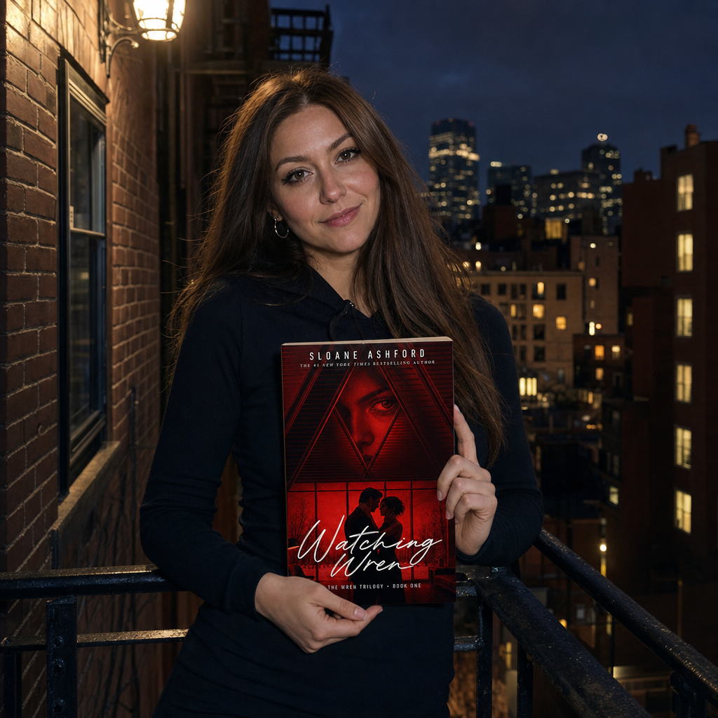 Reader holding Watching Wren by Sloane Ashford